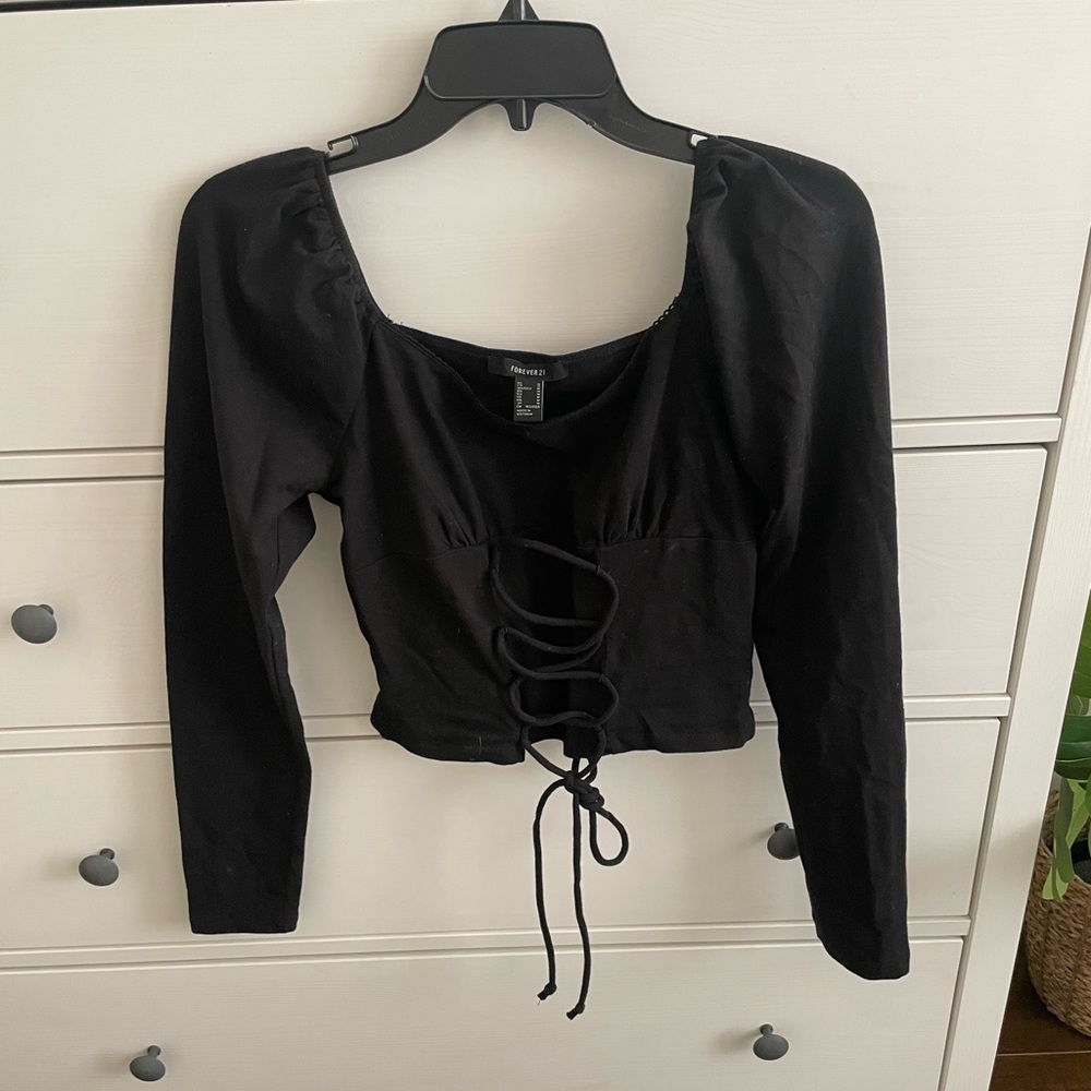 black corset-like top